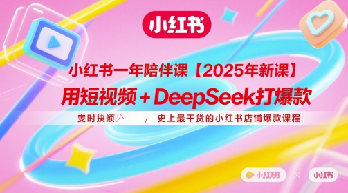 小红书一年陪伴课【2025年新课】，用短视频+deepSeek打爆款，史上最干货的小红书店铺爆款课程-佳腾网赚
