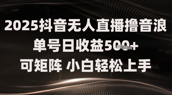 2025抖音无人直播撸音浪单号日收益5张+可矩阵，小白轻松上手-佳腾网赚