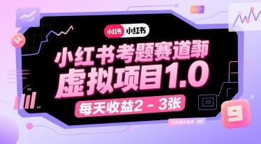 小红书考题赛道虚拟项目1.0，项目操作简单，每天收益2-3张-佳腾网赚