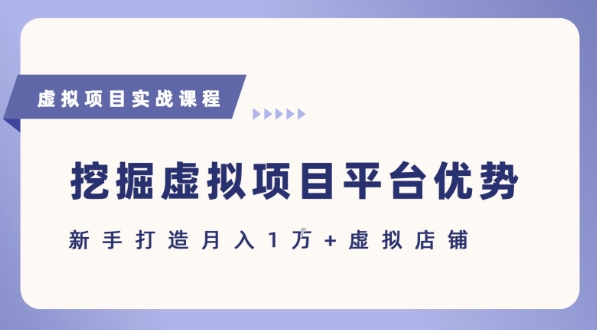 抓住虚拟项目各平台优势，新手轻松月入1W+(给出具体建议)-佳腾网赚