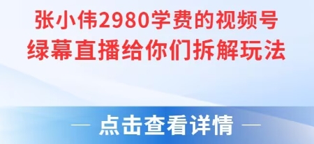 张小伟2980付费额视频号绿幕直播给你们拆解玩法-佳腾网赚