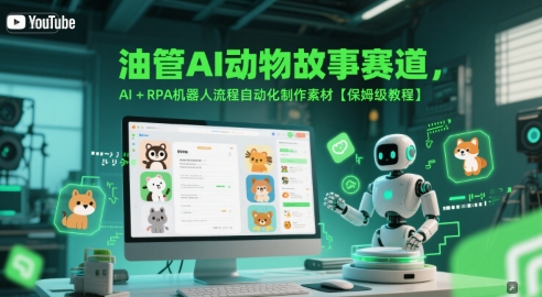 油管AI动物故事赛道，AI+RPA机器人流程自动化制作素材【保姆级教程】-佳腾网赚