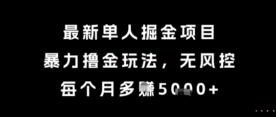 最新单人掘金项目，暴力撸金玩法，无风控，每个月多挣5k+【揭秘】-佳腾网赚