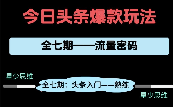头条系列全七期项目拆解，全是干货，新手从0-1必经过程，99的人会踩的坑-佳腾网赚