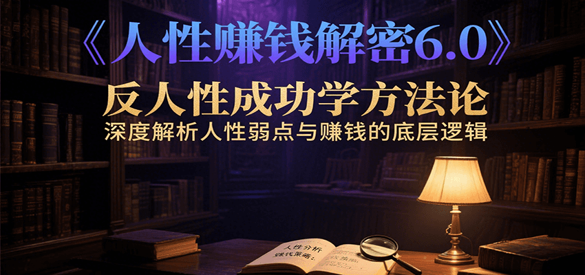 人性赚钱解密6.0，反人性成功学方法论，深度解析人性弱点与赚钱的底层逻辑-佳腾网赚