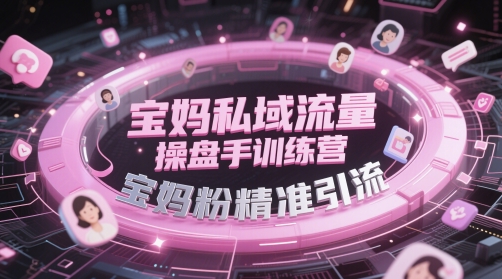 宝妈私域流量操盘手训练营，宝妈粉精准引流-佳腾网赚