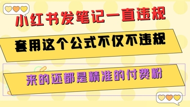 小红书发笔记一直违规，套用这个公式不仅不违规，来的还都是精准的付费粉-佳腾网赚