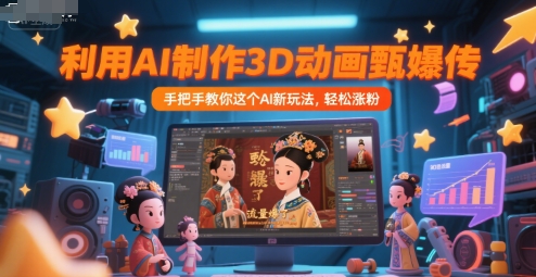 利用AI制作3D动画甄嬛传，流量爆了，手把手教你这个AI新玩法，轻松涨粉-佳腾网赚