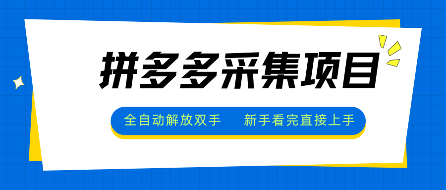 拼多多采集项目，全自动解放双手，单号日入30+-佳腾网赚