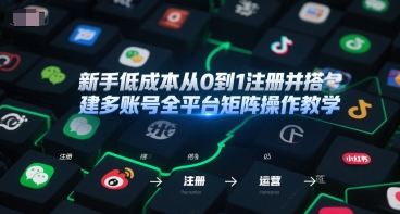 新手低成本从0到1注册并搭建多账号全平台矩阵操作教学，手机号-邮箱-IP-工具-佳腾网赚