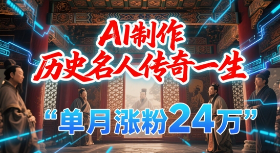 暴力起号！用AI制作历史名人传奇一生，单月涨粉24W，涨粉+变现赛道黑马来了-佳腾网赚