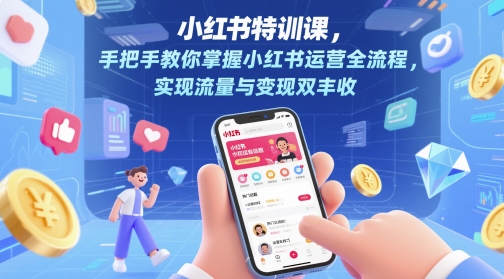 小红书特训课，手把手教你掌握小红书运营全流程，实现流量与变现双丰收-佳腾网赚