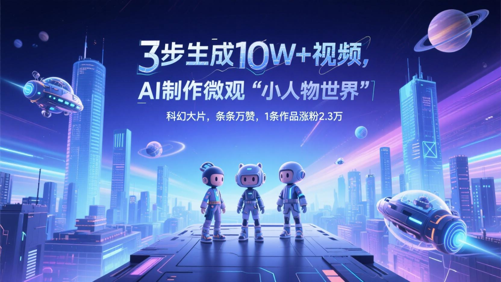 三步生成10W+视频，AI制作微观“小人物世界”科幻大片，条条万赞，1条作品涨粉2.3万-佳腾网赚