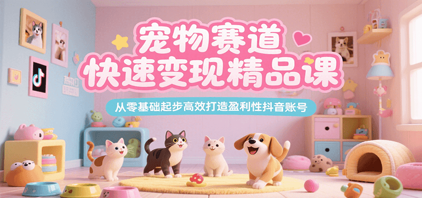 宠物赛道快速变现精品课，从零基础起步高效打造盈利性抖音账号-佳腾网赚
