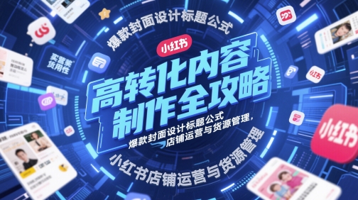 高转化内容制作全攻略，爆款封面设计标题公式，小红书店铺运营与货源管理-佳腾网赚