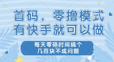 首码零撸项目，有快手就可以做，每天业务时间搞个几张不是问题【揭秘】-佳腾网赚