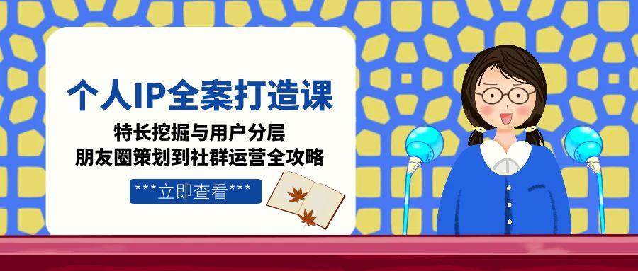 个人IP全案打造课，特长挖掘与用户分层，朋友圈策划到社群运营全攻略-佳腾网赚