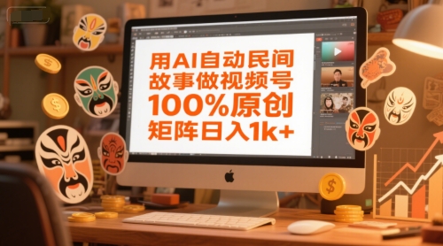 用AI自动民间故事做视频号，100%原创，矩阵日入1k+-佳腾网赚