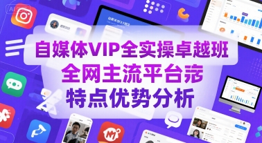 自媒体VIP全实操卓越班，全网主流平台特点优势分析-佳腾网赚