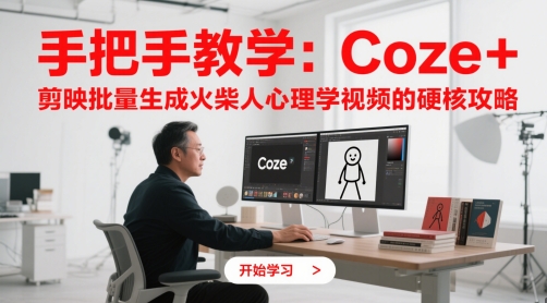 手把手教学：Coze + 剪映批量生成火柴人心理学视频的硬核攻略-佳腾网赚