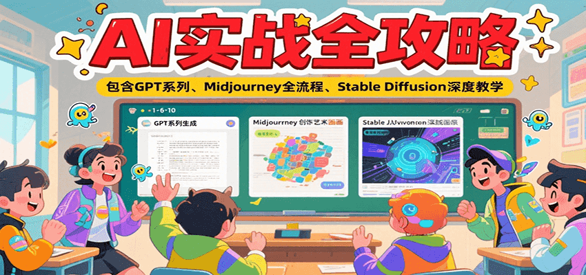 AI实战全攻略，包含GPT系列、Midjourney全流程、Stable Diffusion深度教学-佳腾网赚
