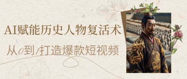 AI赋能历史人物复活术：从0到1打造爆款短视频，7天涨粉10W，小白也能月入过1W-佳腾网赚