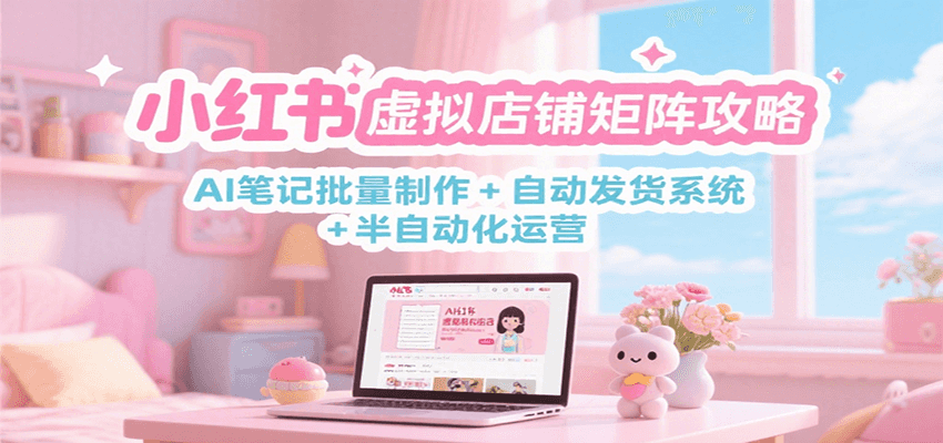小红书虚拟店铺矩阵攻略：AI笔记批量制作 + 自动发货系统 + 半自动化运营-佳腾网赚