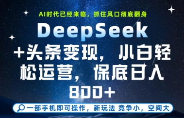 DeepSeek+头条变现，保姆级教学，小白轻松上手，日入8张+【揭秘】-佳腾网赚