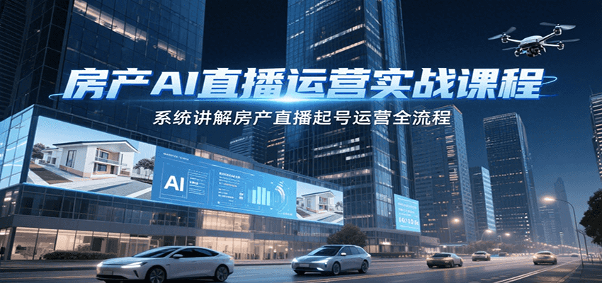 房产AI直播运营实战课程，系统讲解房产直播起号运营全流程-佳腾网赚