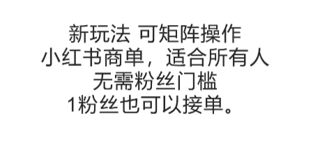 可矩阵操作，小红书商单新玩法，适合所有人，无需粉丝门槛，1粉丝也可以接单-佳腾网赚