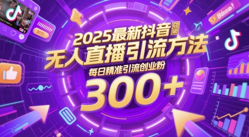2025最新抖音无人直播引流方法，每日精准引流创业粉300+-佳腾网赚