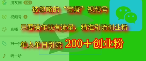 被忽略的“宝藏”视频号引流精准创业粉单人单日引流200+精准粉-佳腾网赚