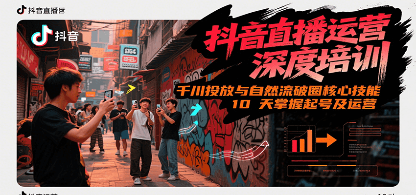 抖音直播运营深度培训，千川投放与自然流核心技能，10天掌握起号及运营(6-7月新课)-佳腾网赚
