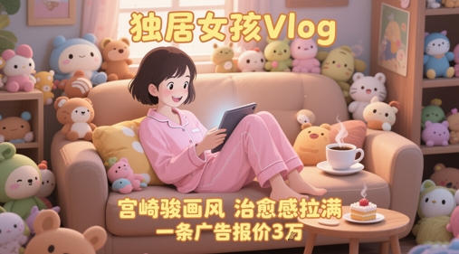 单个账号涨粉71W！用AI制作独居女孩Vlog，宫崎骏画风，治愈感拉满，一条广告报价3W-佳腾网赚