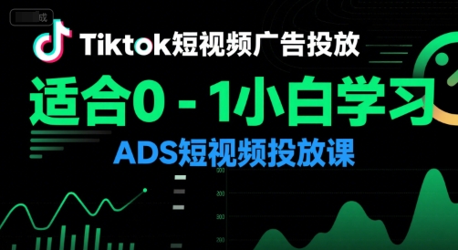 Tiktok短视频广告投放，适合0-1小白学习ADS短视频投放课-佳腾网赚